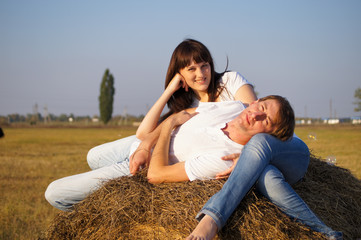 Happy young pair on walk