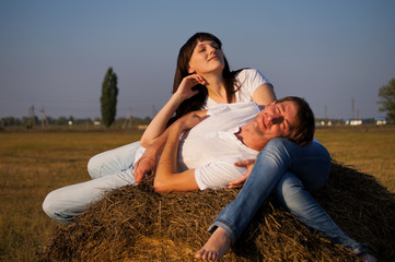 Happy young pair on walk