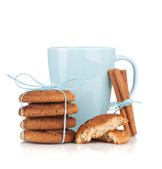Tea cup with homemade cookies