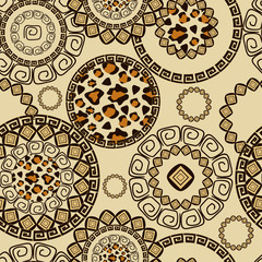 African style seamless pattern with wild animals skin