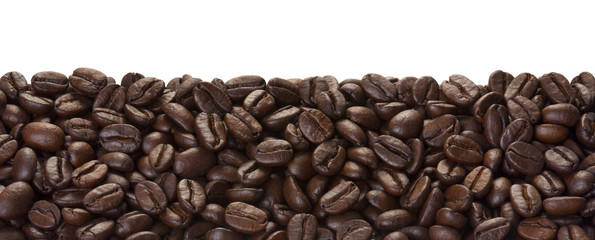 Brown coffee beans for background and texture, isolated