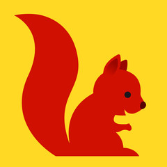 Happy little red cartoon squirrel