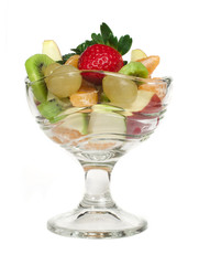 Fruit salad in a glass bowl