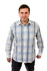 Fototapeta premium young casual man portrait in a white background