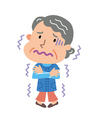 悪寒のする高齢者の女性