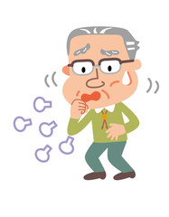 咳をする高齢者の男性