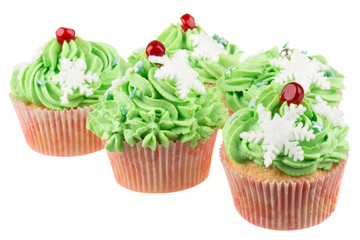 Studio isolated creamy green cupcake