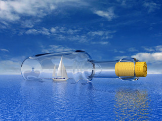 Fototapeta na wymiar Jachty żaglowe w butelce. Concept - ochrona podróży.