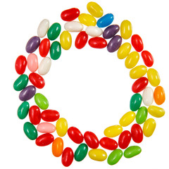 Color jelly beans over white
