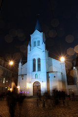 Fototapeta na wymiar View of Our Lady of Sorrows Church at night, Riga