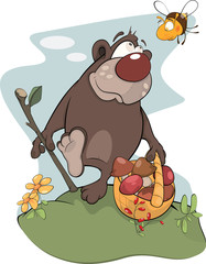Fototapeta na wymiar Bear and bee. Cartoon