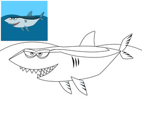 Fototapeta premium The coloring page - happy shark