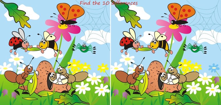 insect , find 10 differences, eps.