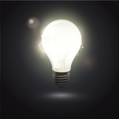 bulb light in the dark. Realistic vector design. 