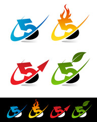 Swoosh Number Icons 5