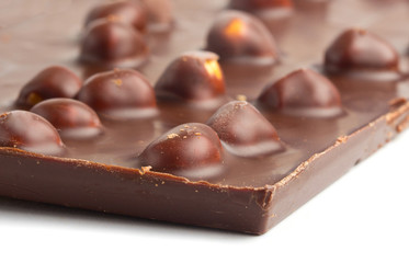 whole chocolate with nuts background