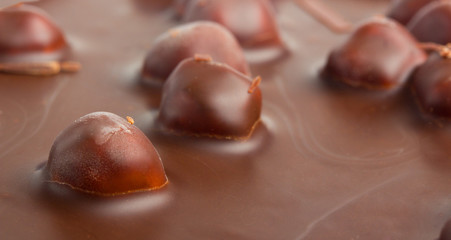 chocolate with nuts macro photo