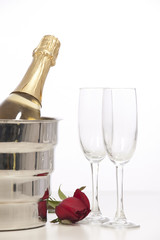 Romantic still life with champagne 