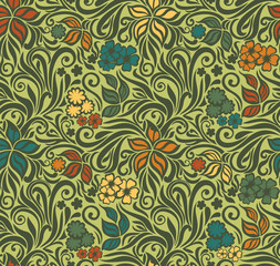 Decorative floral retro seamless background