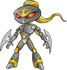 Warrior Ninja Cyborg Soldier Vector