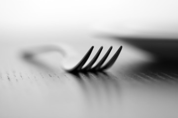 Fork and plate in B&W