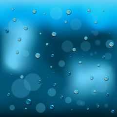 Rain drop on glass background, vector illustration