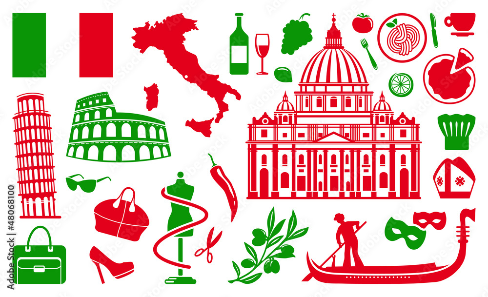 Wall mural traditional symbols of italy