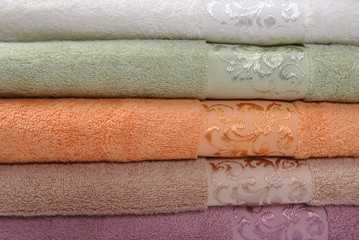 coloured towels, isolated on a white