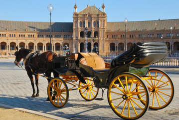 Horse coach at  Spain square, Seville (Spain)