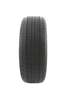 Face of old car tire on white background.