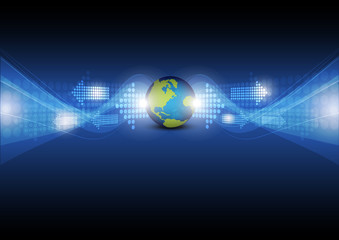 digital arrow with global