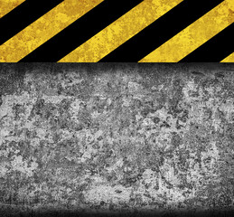 Rustic metal background with warning stripes