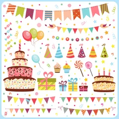 Fotobehang Set of birthday party elements © ann_precious