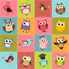 patchwork background with owls © ann_precious