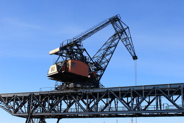 Fototapeta na wymiar Crane City Port w Rostocku