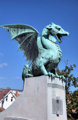 Statue at Zmajski most (Dragon bridge). Ljubljana, Slovenia