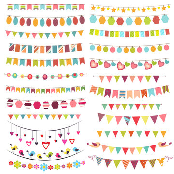 Colorful bunting and garlands