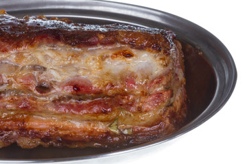 Grilled meat on white background