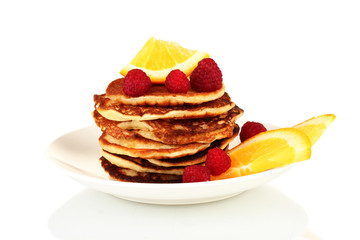 delicious sweet pancakes isolated on white