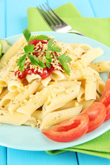 Rigatoni pasta dish with tomato sauce