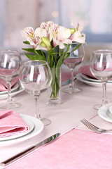 Elegant table setting in restaurant