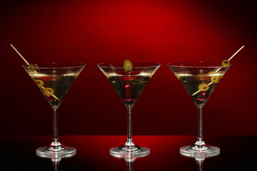 Martini glasses on dark background