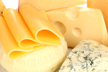 Various types of cheese close up