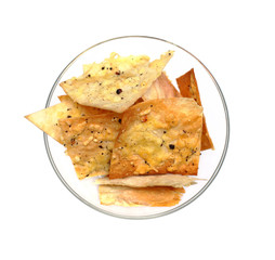 Nachos chips isolated - mexican cuisine, top view
