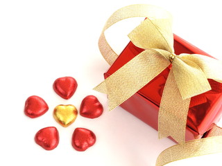 Heart shape chocolate and gift box