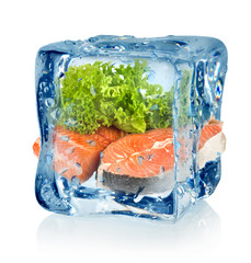 Ice cube and fish