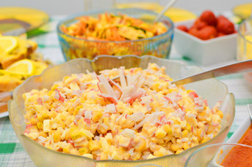 salad with crab sticks and corn