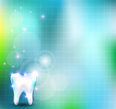Beautiful blue background with healthy white tooth