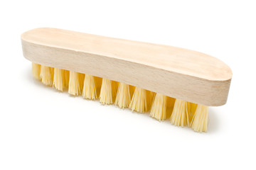 Wooden scrub brush with yellow bristles