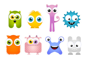 Set of Crazy Cartoon Mascot Monsters
